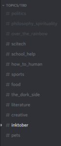 An "open" category with muted channels unhidden